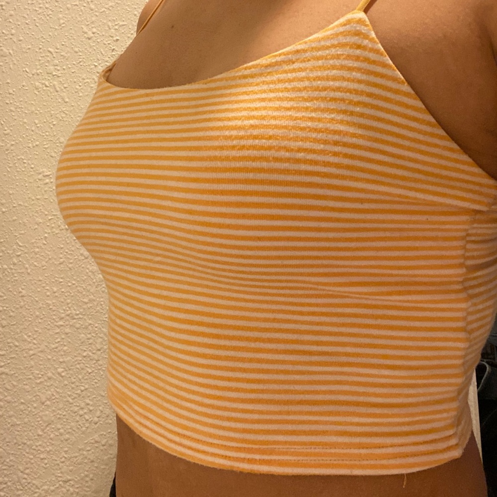 Yellow and white stripe cami top